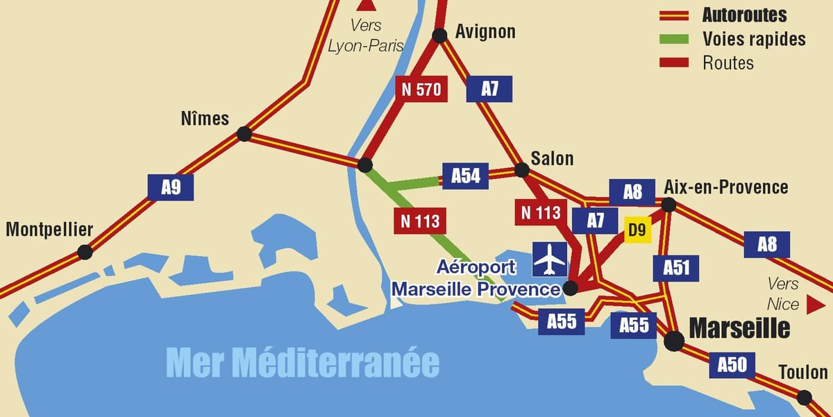 χάρτης της Μασσαλίας εθνική οδό