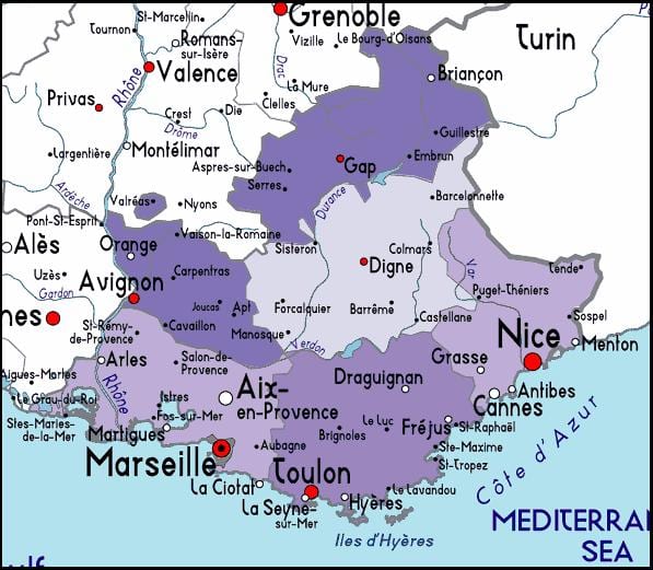 χάρτης της Μασσαλίας περιοχή